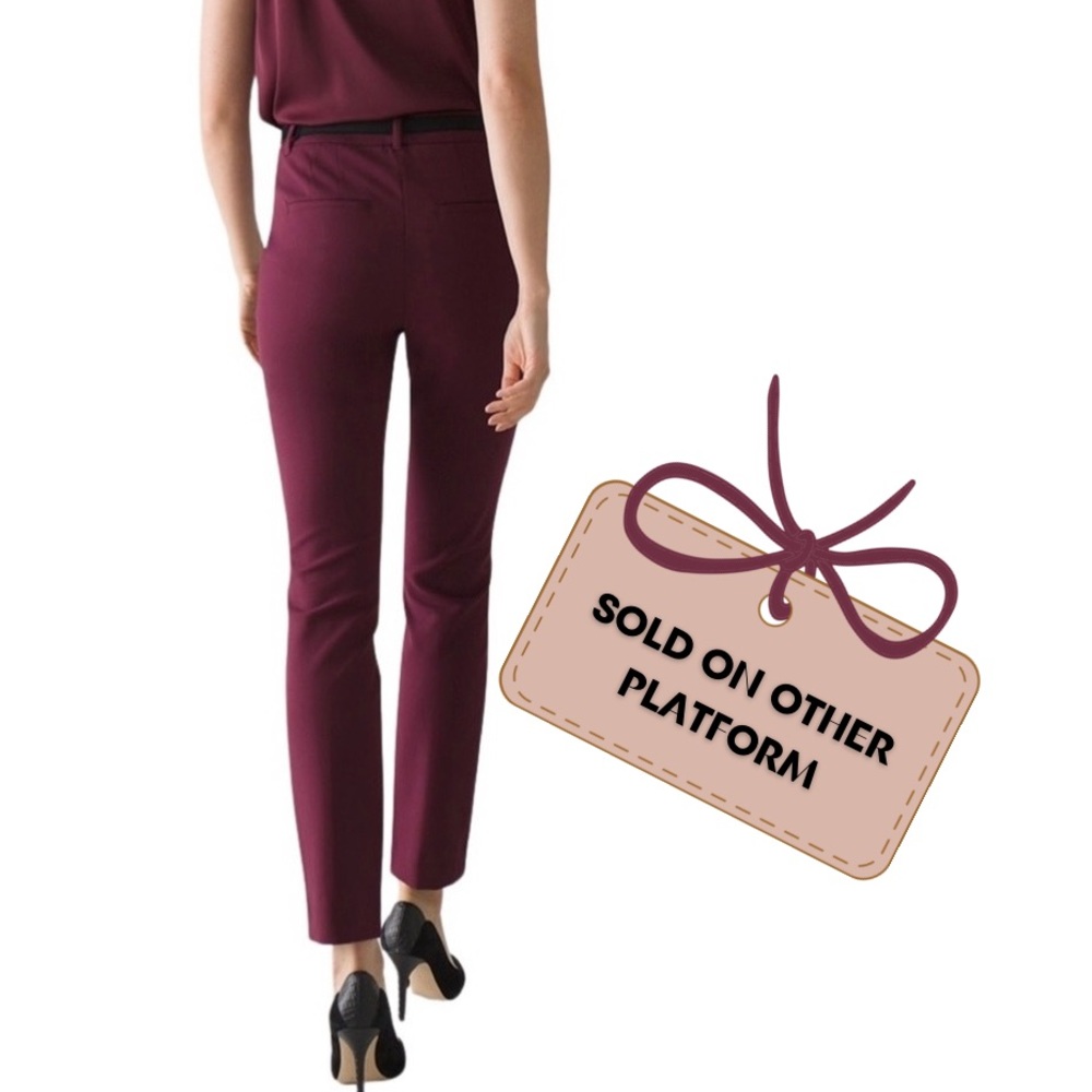 Elle Winetasting Midrise Skinny Ankle Slacks